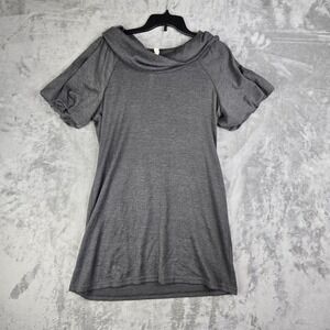 Uncle Frank Vintage Womens Size Medium Gray Dress Cowl Neck Knit Puff Sleeve